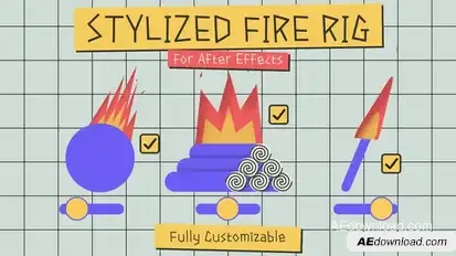 Fully Customizable Stylized 2d Fire Rig for After Effects Elements template preview