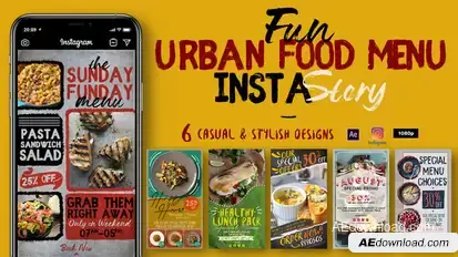 Fun Urban Food Menu Instagram Stories Product Promo template preview