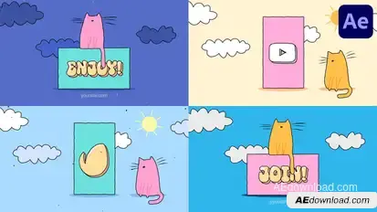 Funny Cartoon Cat Logo | After Effects Logo Stings template preview