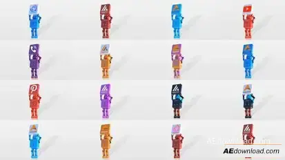 Funny Cartoon Robot Logo Reveal Bundle Logo Stings template preview