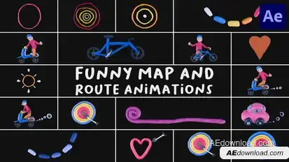 Funny Map And Route Animations | After Effects Elements template preview
