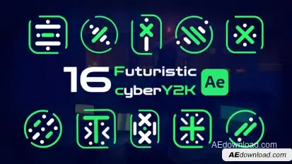 Futuristic animated cyberY2K Designs Elements template preview