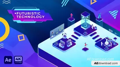 Futuristic Technology Isometric| After Effects Elements template preview