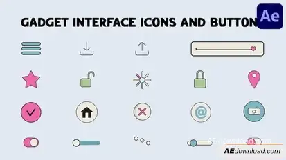 Gadget Interface Icons And Buttons for After Effects Openers template preview