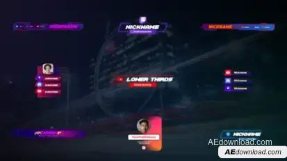 Gaming Social Lower Thirds Elements template preview