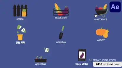 Gardening And Growing Icons And Titles for After Effects Titles template preview