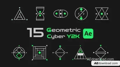 Geometric Shapes Cyber Y2K Elements template preview