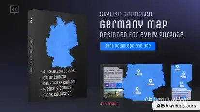 Germany Map - Deutschland Map Kit - Federal Republic of Germany Map Video Displays template preview