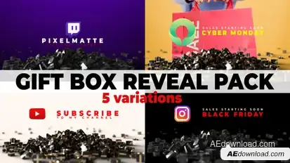 Gift Box Reveal Packs | Social Media | Black Friday & Cyber Monday Logo Stings template preview