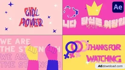 Girl Power Typography Scenes for After Effects Openers template preview