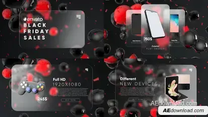 Glassmorphism Black Friday Video Displays template preview