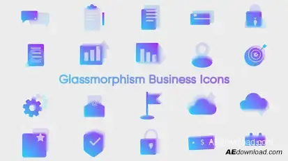 Glassmorphism Business Icons Elements template preview