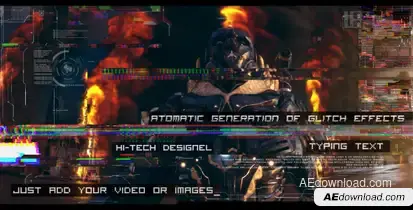 Glitch Auto Generation and Typing Video Displays template preview