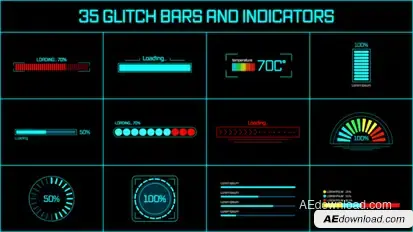 Glitch Bars and Indicators Elements template preview