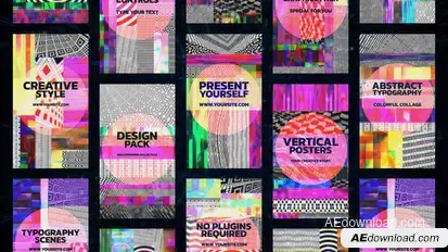 Glitch Colorful Collages Video Displays template preview
