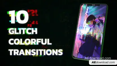 Glitch Colorful Transitions Elements template preview