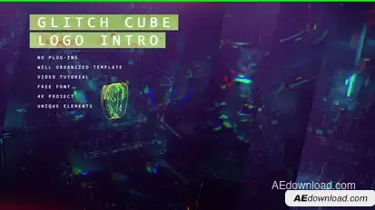 Glitch Cube Logo 4k Intro/ Gaming Lasers/ Digital Distortion/ Error and Bad Signal/ Glass Aberration Openers template preview