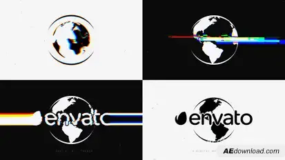 Glitch Earth Logo Logo Stings template preview