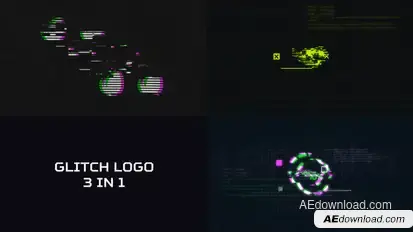 Glitch Logo 3 in 1 Logo Stings template preview