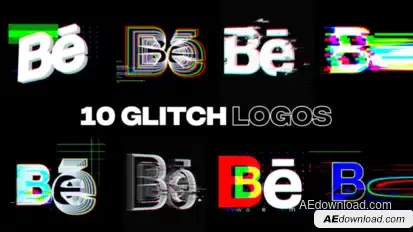Glitch Logos | 10 in 1 Logo Stings template preview