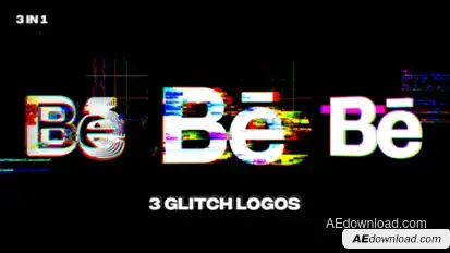 Glitch Logos | 3 in 1 Logo Stings template preview