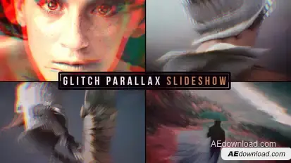 Glitch Parallax Slideshow Video Displays template preview