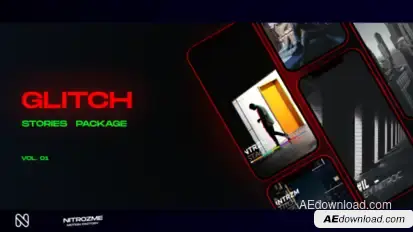 Glitch Stories Vol. 01 Video Displays template preview