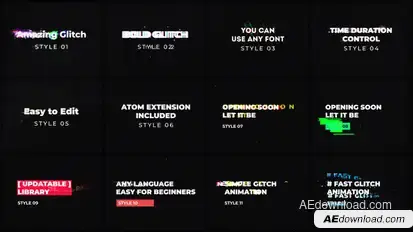 Glitch Titles Titles template preview