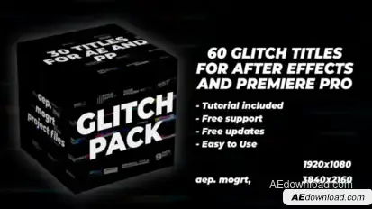 Glitch Titles Pack Elements template preview