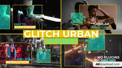 Glitch Urban Opener Video Displays template preview