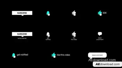 Glitch YouTube Pack Elements template preview