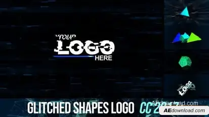 Glitched shapes logo intro Openers template preview