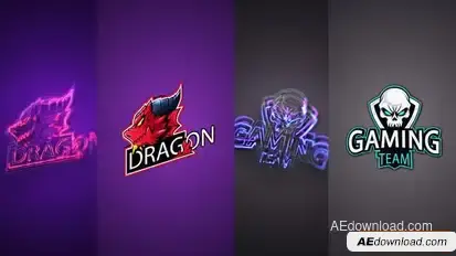Glowing neon logo Logo Stings template preview