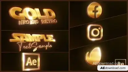 Gold Retro Logo Intro Openers template preview