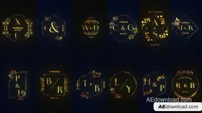 Gold Wedding Monogram Titles template preview