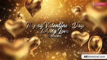 Golden Hearts Valentine's day Greeting Titles template preview