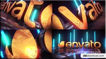 Golden Neon Logo Intro Logo Stings template preview