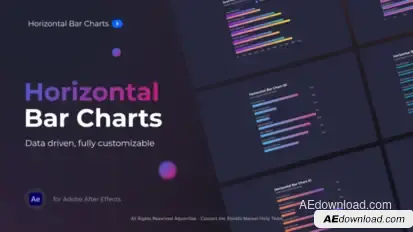 Gradient Horizontal Bar Charts Infographics template preview