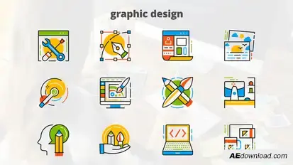 Graphic Design - Flat Animated Icons Video Displays template preview