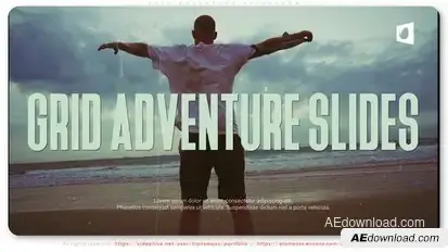 Grid Adventure Slideshow Video Displays template preview