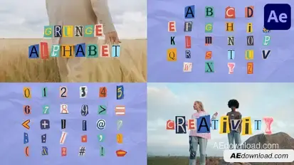 Grunge Alphabet for After Effects Elements template preview