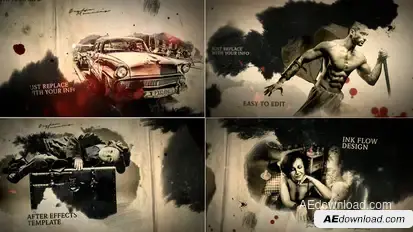 Grunge Ink Flow Video Displays template preview