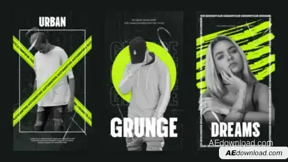 Grunge Stories Video Displays template preview