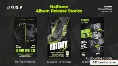 Halftone Album Release Stories Openers template preview