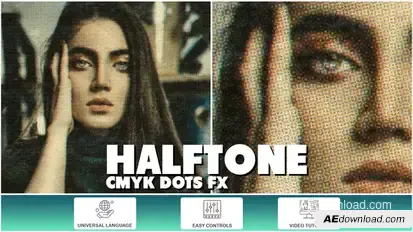 Halftone CMYK Dots FX Elements template preview