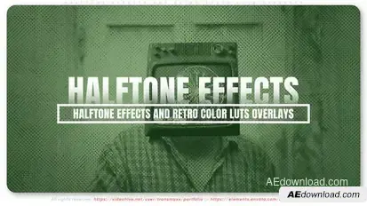 Halftone Effects and Retro Color LUTs Overlays Elements template preview