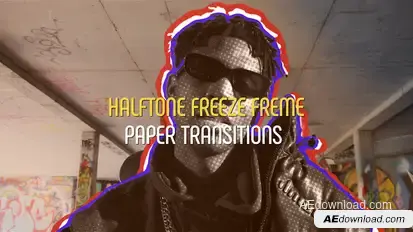 Halftone Freeze Frame Paper Transitions Elements template preview