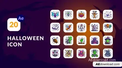 Halloween Animation Icons | After Effects Elements template preview