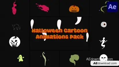 Halloween Cartoon Animations Pack for After Effects Elements template preview