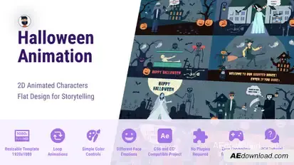 Halloween Character And Background Elements template preview